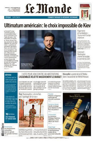 Jaquette de Le Monde du Dimanche 23 et Lundi 24 Novembre