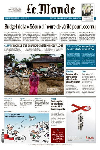 Jaquette de Le Monde du Mercredi 3 Décembre 2025