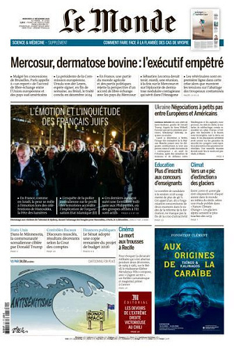 Jaquette de Le Monde du Mercredi 17 Décembre 2025