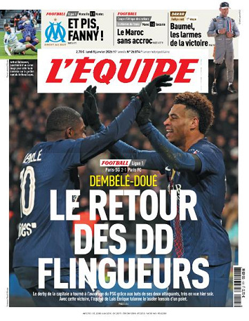 Jaquette de L’equipe du Lundi 5 Janvier 2026
