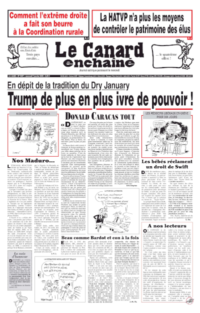 Jaquette de Le Canard enchaîné - 2026-01-07 - N°5487, 07 Janvier 2026