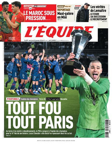 Jaquette de L’equipe du Vendredi 9 Janvier 2026