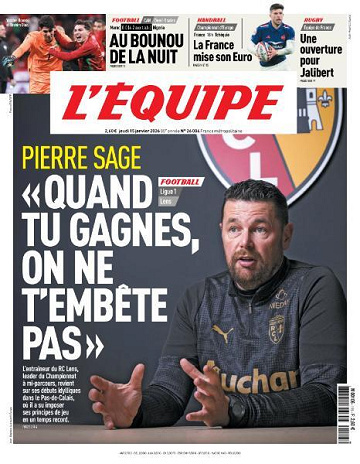 Jaquette de L’equipe du Jeudi 15 Janvier 2026
