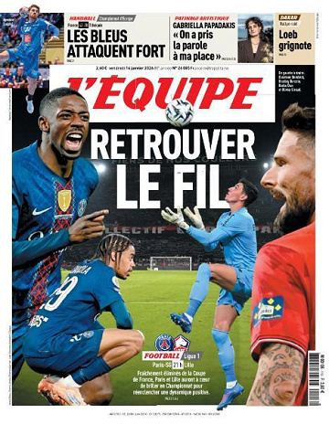 Jaquette de L’equipe du Vendredi 16 Janvier 2026 FR.