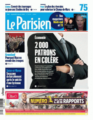 Jaquette de Le Parisien Aujourdhui du 16.01.2026 FR.