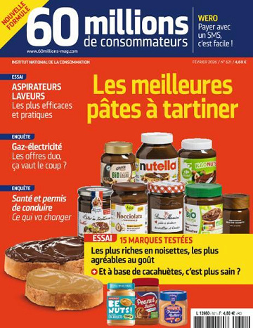 Jaquette de 60 Millions de Consommateurs N.621 Février 2026 FR.
