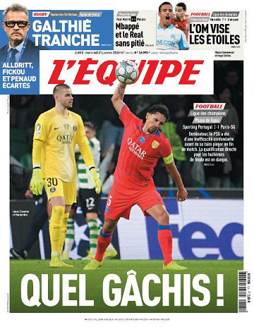 Jaquette de L’equipe du Mercredi 21 Janvier 2026 FR.