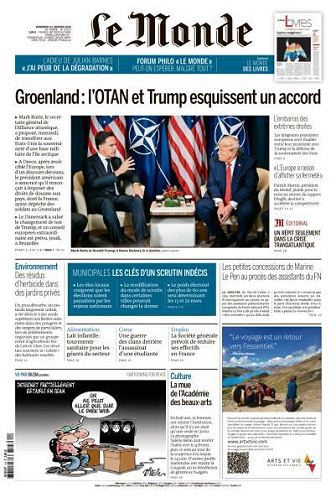 Jaquette de Le Monde du Vendredi 23 Janvier 2026 FR.