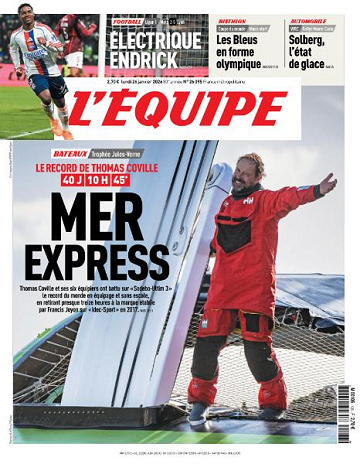 Jaquette de L’equipe du Lundi 26 Janvier 2026 FR.