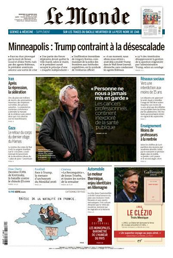 Jaquette de Le Monde du Mercredi 28 Janvier 2026 FR.