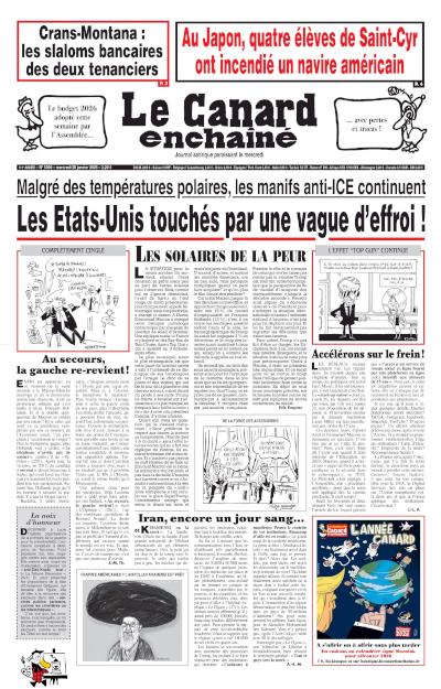 Jaquette de Le Canard enchaîné N°5490.28 Janvier 2026 FR.
