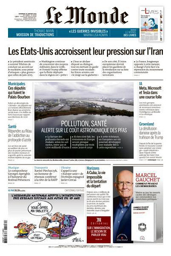 Jaquette de Le Monde Du Vendredi 30 Janvier FRENCH PDF 2026 FR.