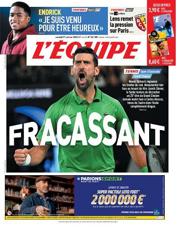 Jaquette de L’equipe du Samedi 31 Janvier 2026
