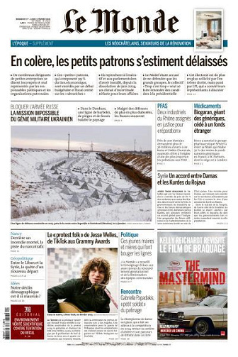 Jaquette de Le Monde du Dimanche 1er et Lundi 2 Février 2026
