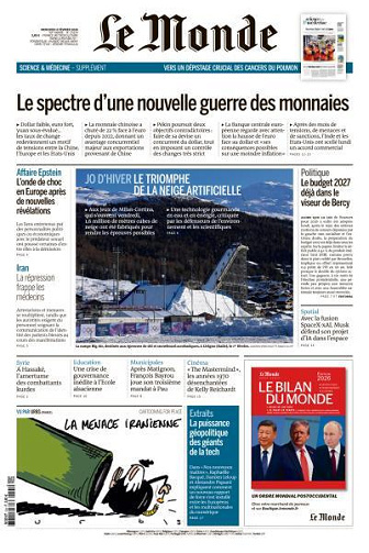 Jaquette de Le Monde du Mercredi 4 Février 2026