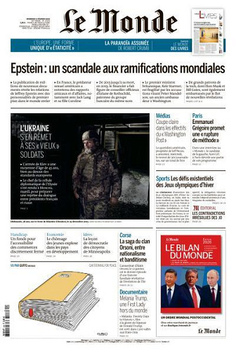 Jaquette de Le Monde du Vendredi 06 Février 2026
