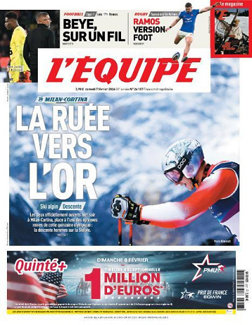 Jaquette de L’equipe du N.26107 Samedi 7 Février 2026