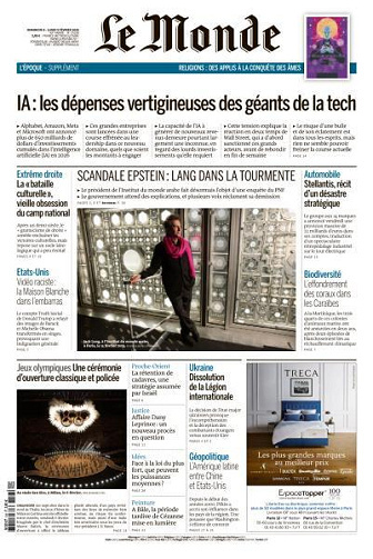 Jaquette de Le Monde du N.25228 Dimanche 8 et Lundi 9 Février 2026