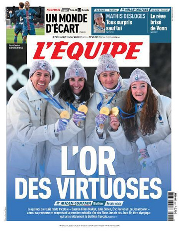 Jaquette de L’equipe N.26109 du Lundi 9 Février 2026