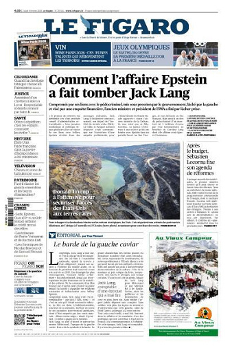 Jaquette de Le Figaro du Lundi 09 Février 2026