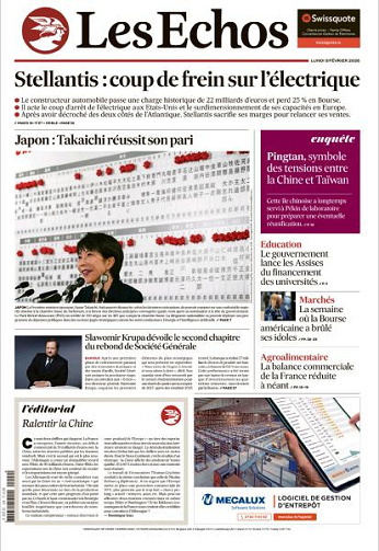 Jaquette de Les Echos du Lundi 09 Février 2026