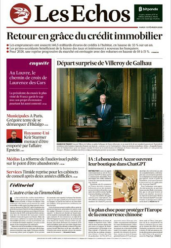 Jaquette de Les Echos du Mardi 10 Février 2026