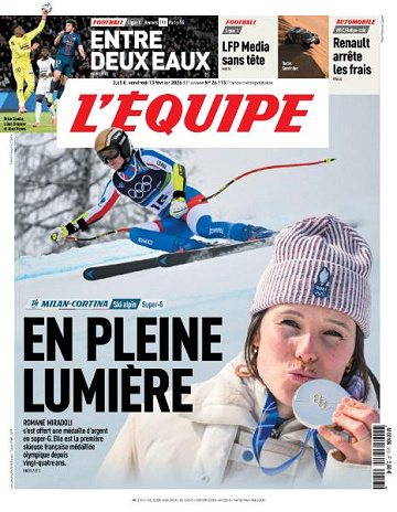 Jaquette de L’equipe du N.26113 Vendredi 13 Février 2026