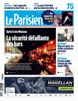 Jaquette de Le Parisien / Aujourd'hui en France du Vendredi 13 Février 2026