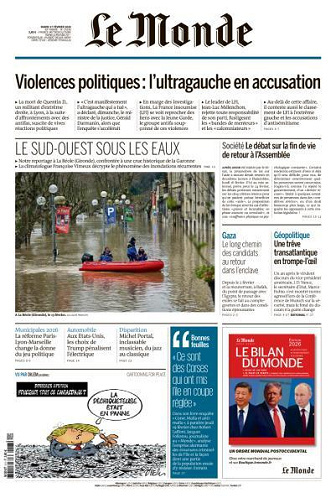 Jaquette de Le Monde N.25235 du Mardi 17 Février 2026