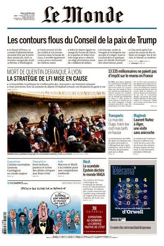 Jaquette de Le Monde N.25237 du Jeudi 19 Février 2026