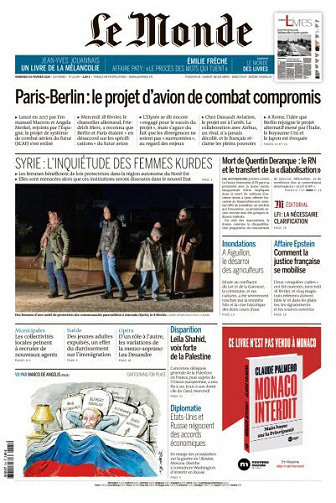 Jaquette de Le Monde N.25238 du Vendredi 20 Février 2026