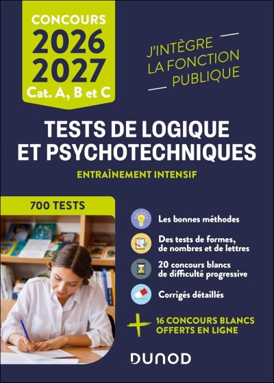 Jaquette de Tests de logique et psychotechniques - 2026-2027: Catégories A, B et C - Christelle Boisse