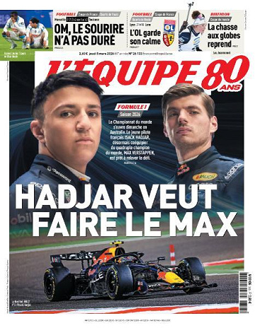 Jaquette de L.equipe Du Jeudi 5 Mars 2026 fr.