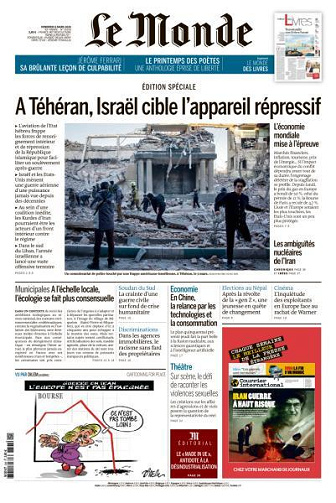 Jaquette de Le Monde du Vendredi 6 Mars 2026