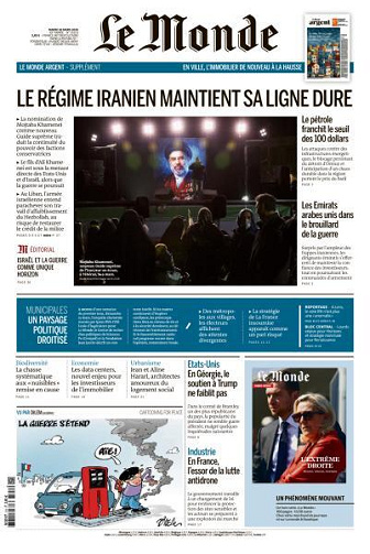 Jaquette de Le Monde du Mardi 10 Mars 2026