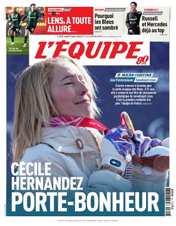 Jaquette de L’equipe du Lundi 09 Mars 2026