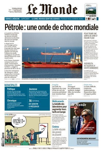 Jaquette de Le Monde du Mercredi 11 Mars 2026