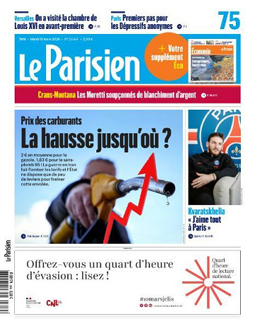 Jaquette de Le Parisien Mardi 10 Mars 2026