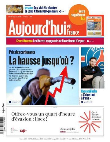 Jaquette de Aujourd'hui en France du Mardi 10 Mars 2026