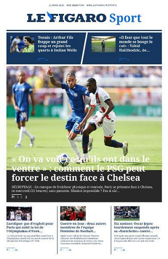 Jaquette de Le Figaro Sport du Mercredi 11 Mars 2026