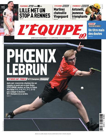 Jaquette de L.equipe N.26144 Du Lundi 16 Mars 2026 FR.
