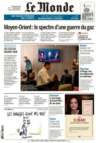 Jaquette de Le Monde N.25262 Du Vendredi 20 Mars 2026 FR.