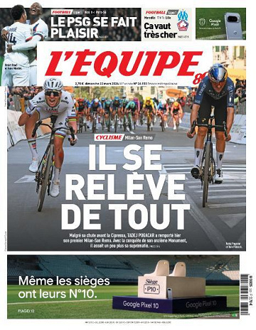 Jaquette de Lequipe N.26150 Du Dimanche 22 Mars 2026 FR.