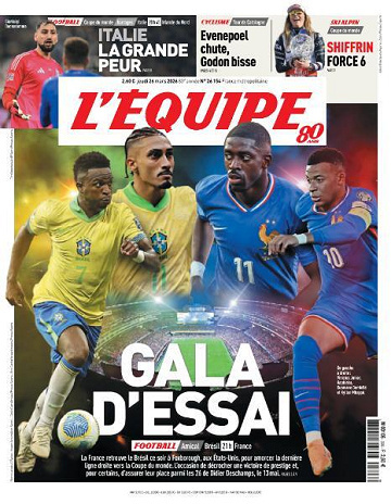 Jaquette de Lequipe N.26154 Du Jeudi 26 Mars 2026 FR.