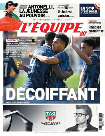 Jaquette de Lequipe Du Lundi 30 Mars 2026 FR.