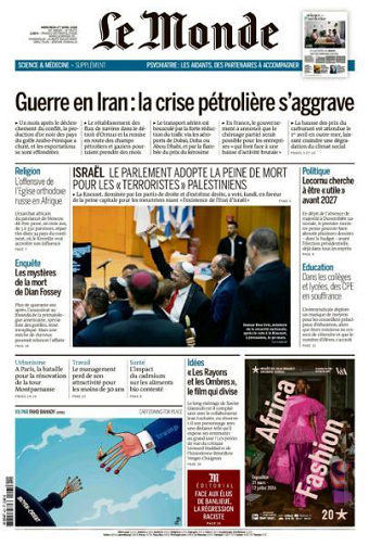 Jaquette de Le Monde N.25272 Du Mecredi 01 Avril 2026 FR.