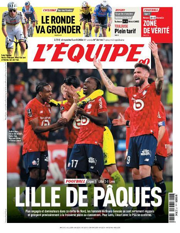 Jaquette de Lequipe Du Dimanche Du 5 Avril 2026 FR.