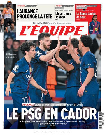 Jaquette de Lequipe Du Jeudi 9 Avril 2026 FR.