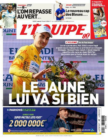 Jaquette de Lequipe Du Samedi 11 Avril 2026 FR.