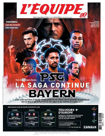 Jaquette de Lequipe du 28 Avril FR.